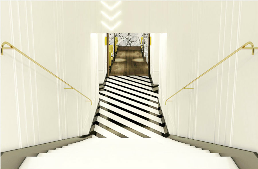 Hexagone restaurant stairs