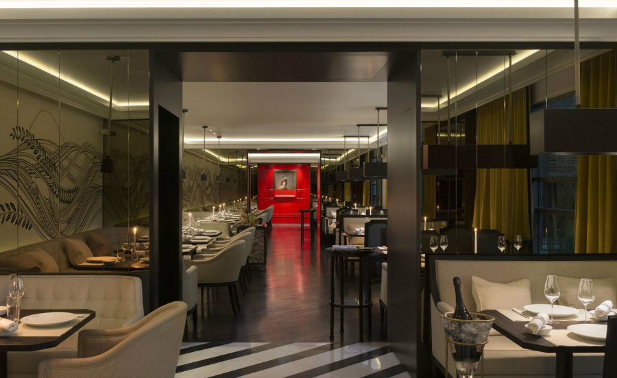 Bar furniture ideas with bar stools at Hexagone Paris restaurant