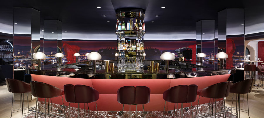 Bar stools with backs in Sofia restaurant bar